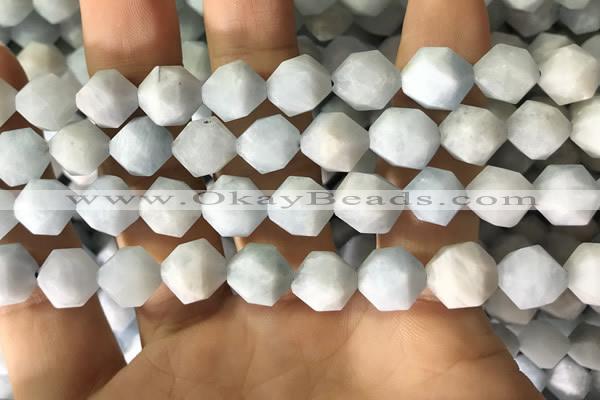 CAQ855 15.5 inches 10mm faceted nuggets aquamarine beads wholesale