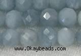 CAQ858 15.5 inches 6mm faceted round aquamarine gemstone beads