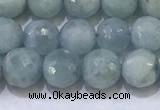 CAQ870 15.5 inches 6mmm faceted round aquamarine beads wholesale