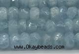 CAQ890 15.5 inches 3.5*6mm faceted rondelle aquamarine beads