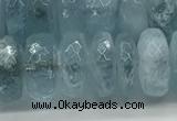 CAQ894 15.5 inches 5*12mm faceted rondelle aquamarine beads