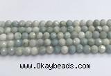 CAQ913 15.5 inches 10mm faceted round aquamarine beads wholesale