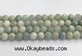 CAQ914 15.5 inches 12mm faceted round aquamarine beads wholesale