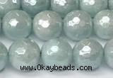 CAQ927 15 inches 8mm faceted round AB-color imitation aquamarine agate beads