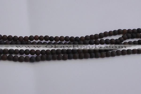 CAR208 15.5 inches 5mm - 6mm round matte natural amber beads