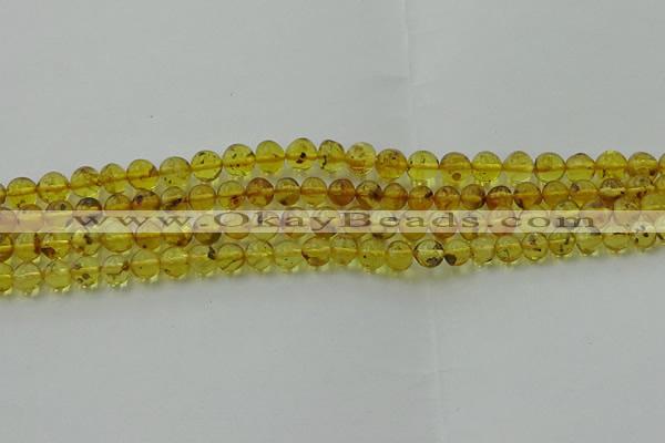 CAR521 15.5 inches 5mm - 6mm round natural amber beads wholesale