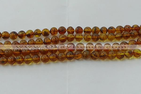 CAR527 15.5 inches 7mm - 8mm round natural amber beads wholesale