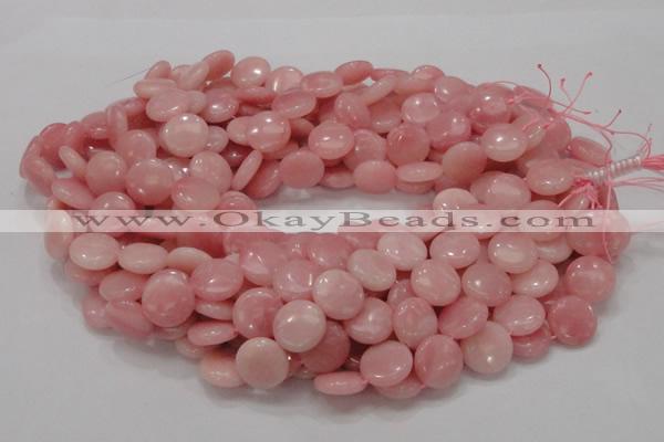 CAS17 15.5 inches 15mm flat round pink angel skin gemstone beads