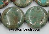 CAT07 15.5 inches 25mm flat round natural aqua terra jasper beads