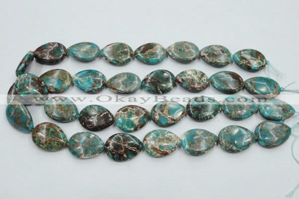 CAT12 15.5 inches 18*25mm flat teardrop natural aqua terra jasper beads