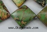 CAT134 22*22mm twisted diamond dyed natural aqua terra jasper beads