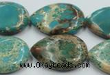 CAT14 15.5 inches 22*30mm flat teardrop natural aqua terra jasper beads