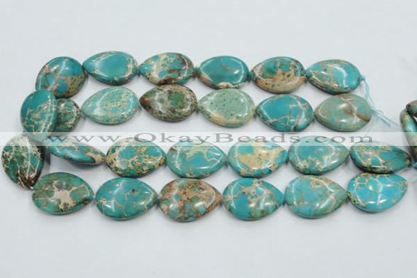 CAT14 15.5 inches 22*30mm flat teardrop natural aqua terra jasper beads