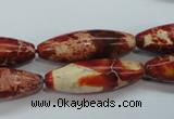 CAT208 15.5 inches 10*30mm rice dyed natural aqua terra jasper beads