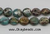 CAT5008 15.5 inches 10mm flat round natural aqua terra jasper beads