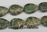 CAT5029 15.5 inches 13*18mm flat teardrop natural aqua terra jasper beads