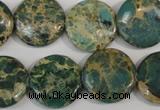 CAT5031 15.5 inches 20mm flat round natural aqua terra jasper beads