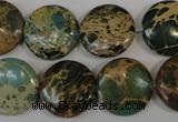 CAT5034 15.5 inches 18mm flat round natural aqua terra jasper beads