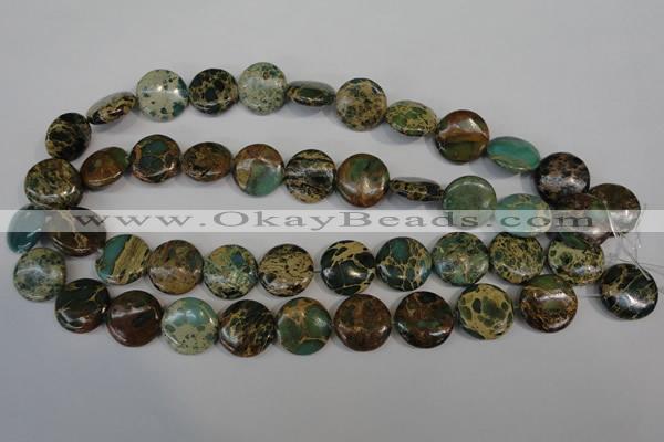 CAT5034 15.5 inches 18mm flat round natural aqua terra jasper beads