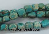 CAT78 15.5 inches 7*9mm nuggets dyed natural aqua terra jasper beads