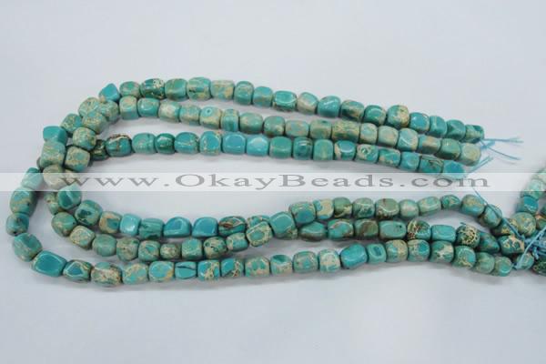 CAT78 15.5 inches 7*9mm nuggets dyed natural aqua terra jasper beads