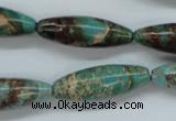 CAT80 15.5 inches 10*30mm rice dyed natural aqua terra jasper beads