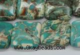 CAT90 15.5 inches 20*20mm square dyed natural aqua terra jasper beads