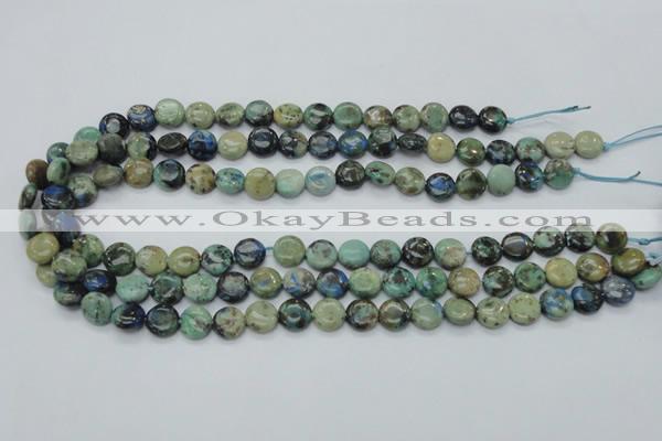 CAZ05 15.5 inches 10mm flat round natural azurite gemstone beads