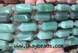 CBBS10 15 inches 11*25mm - 14*28mm hexahedral prism green aventurine beads