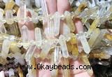 CBBS108 Top drilled 6*20mm - 8*30mm hexahedral prism yellow gum flower crystal beads CBBS108 Top drilled 6*20mm - 8*30mm hexahedral prism yellow gum flower crystal beads