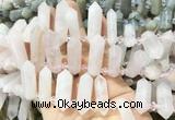 CBBS118 Top drilled 6*20mm - 11*35mm hexahedral prism rose quartz beads  CBBS118 Top drilled 6*20mm - 11*35mm hexahedral prism rose quartz beads