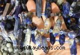 CBBS124 Top drilled 6*20mm - 11*35mm hexahedral prism sodalite beads  CBBS124 Top drilled 6*20mm - 11*35mm hexahedral prism sodalite beads