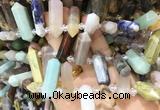 CBBS130 Top drilled 6*20mm - 11*35mm hexahedral prism colorful gemstone beads  CBBS130 Top drilled 6*20mm - 11*35mm hexahedral prism colorful gemstone beads