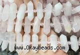 CBBS132 Centre drilled 6*20mm - 11*35mm hexahedral prism rose quartz beads  CBBS132 Centre drilled 6*20mm - 11*35mm hexahedral prism rose quartz beads
