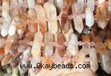 CBBS133 Centre drilled 6*20mm - 11*35mm hexahedral prism red gum flower crystal beads  CBBS133 Centre drilled 6*20mm - 11*35mm hexahedral prism red gum flower crystal beads