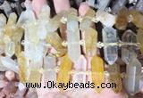 CBBS134 Centre drilled 6*20mm - 11*35mm hexahedral prism yellow gum flower crystal beads  CBBS134 Centre drilled 6*20mm - 11*35mm hexahedral prism yellow gum flower crystal beads