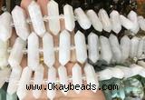 CBBS140 Centre drilled 6*20mm - 11*35mm hexahedral prism white moonstone beads  CBBS140 Centre drilled 6*20mm - 11*35mm hexahedral prism white moonstone beads