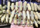 CBBS144 Centre drilled 6*20mm - 11*35mm hexahedral prism green dragon jasper beads  CBBS144 Centre drilled 6*20mm - 11*35mm hexahedral prism green dragon jasper beads