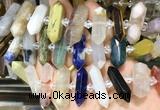 CBBS146 Centre drilled 6*20mm - 11*35mm hexahedral prism colorful gemstone beads  CBBS146 Centre drilled 6*20mm - 11*35mm hexahedral prism colorful gemstone beads