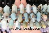 CBBS148 Centre drilled 8*20mm - 14*30mm hexahedral prism colorful amazonite beads  CBBS148 Centre drilled 8*20mm - 14*30mm hexahedral prism colorful amazonite beads