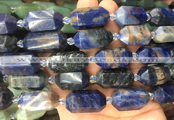 CBBS15 15 inches 11*25mm - 14*28mm hexahedral prism sodalite beads