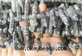 CBBS177 Top drilled 8*28mm - 9*30mm hexahedral prism black net jasper beads CBBS177 Top drilled 8*28mm - 9*30mm hexahedral prism black net jasper beads
