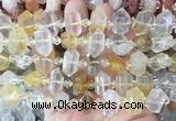 CBBS196 Centre drilled 7*16mm - 11*25mm hexahedral prism yellow gum flower crystal beads CBBS196 Centre drilled 7*16mm - 11*25mm hexahedral prism yellow gum flower crystal beads