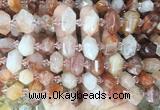 CBBS197 Centre drilled 7*16mm - 11*25mm hexahedral prism red gum flower crystal beads CBBS197 Centre drilled 7*16mm - 11*25mm hexahedral prism red gum flower crystal beads