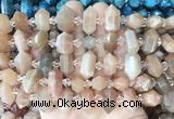 CBBS198 Centre drilled 7*16mm - 11*25mm hexahedral prism sunstone beads wholesale CBBS198 Centre drilled 7*16mm - 11*25mm hexahedral prism sunstone beads wholesale