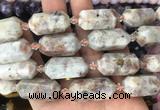 CBBS28 15 inches 11*25mm - 14*28mm hexahedral prism sunstone beads