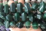 CBBS34 15 inches 12*25mm - 14*28mm hexahedral prism green jasper beads