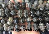 CBBS37 15 inches 12*25mm - 14*28mm hexahedral prism red snowflake obsidian beads