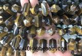 CBBS45 15 inches 12*25mm - 14*28mm hexahedral prism yellow tiger eye beads