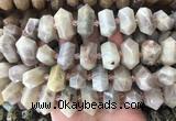 CBBS49 15 inches 12*25mm - 14*28mm hexahedral prism moonstone beads